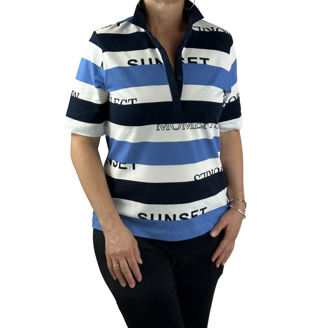 Poloshirt mit Streifen. Mode von Rabe. Seidel Moden Onlineshop