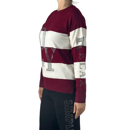 Streifenpullover mit Strass. Mode von Rabe. Seidel Moden Onlineshop