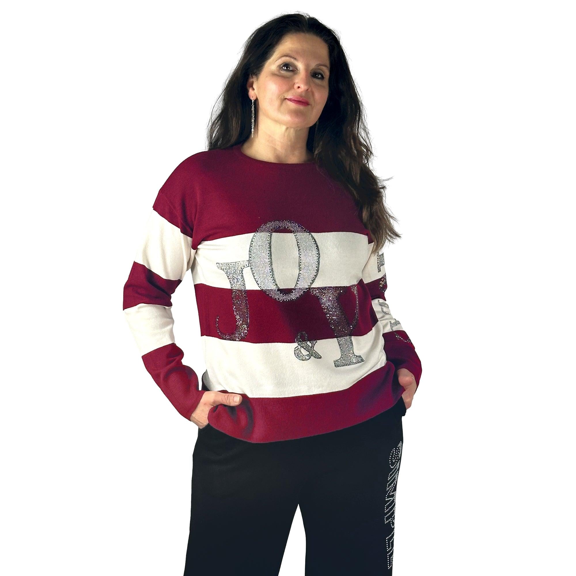 Streifenpullover mit Strass. Mode von Rabe. Seidel Moden Onlineshop