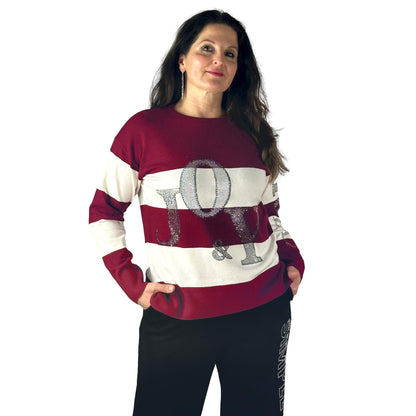 Streifenpullover mit Strass. Mode von Rabe. Seidel Moden Onlineshop