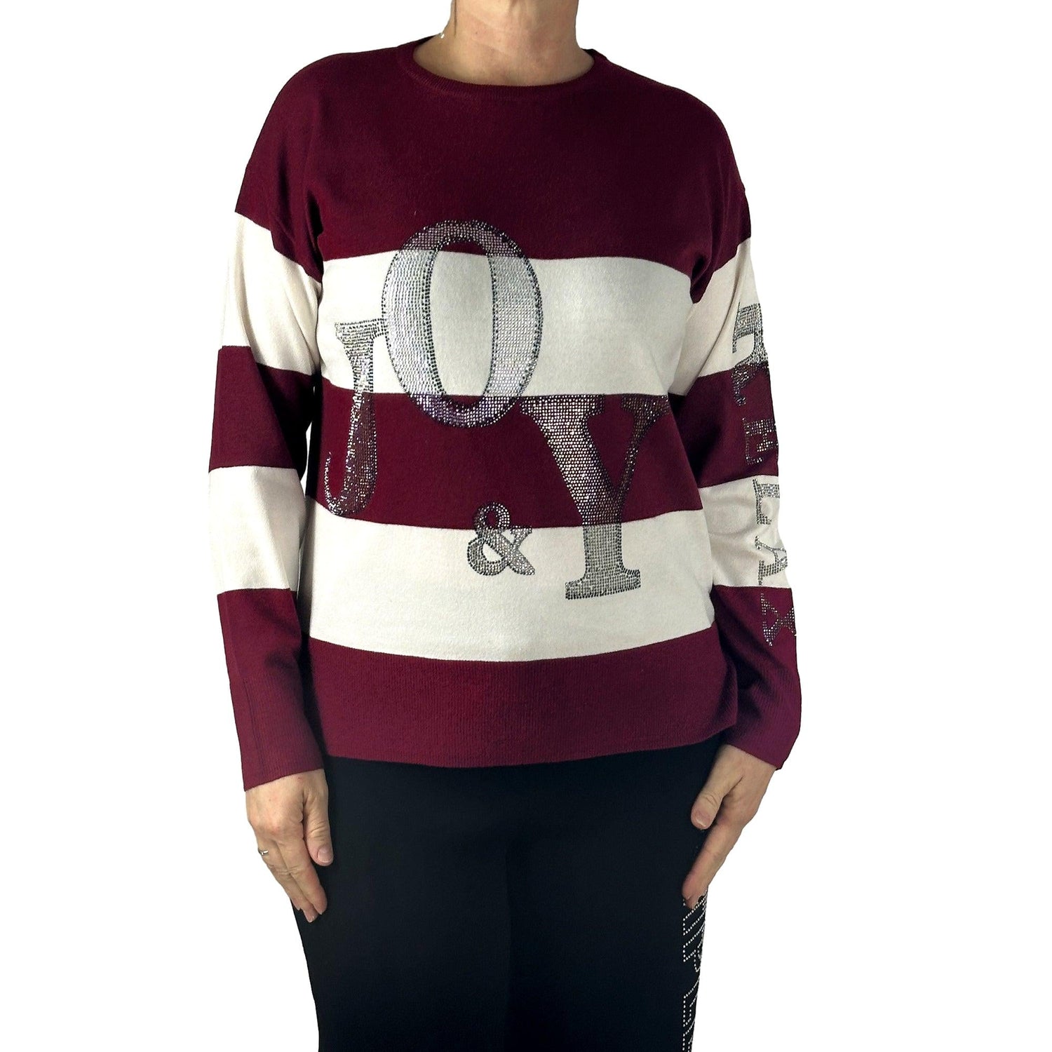 Streifenpullover mit Strass. Mode von Rabe. Seidel Moden Onlineshop