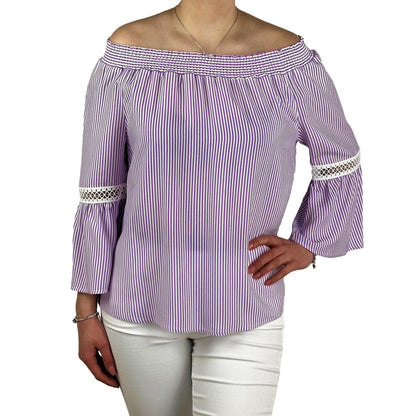 Streifenbluse mit Carmen-Ausschnitt. Mode von Seidel. Seidel Moden Onlineshop