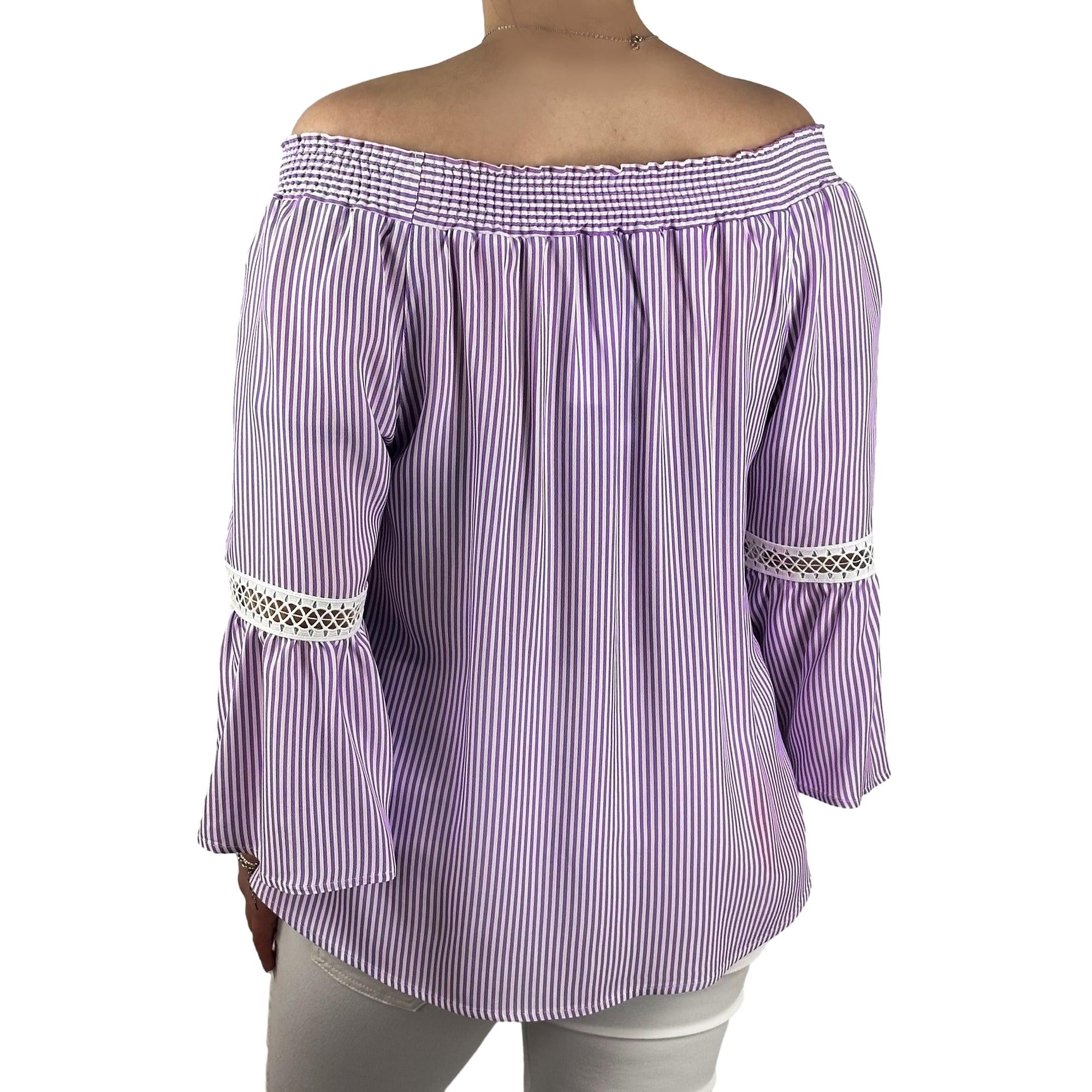 Streifenbluse mit Carmen-Ausschnitt. Mode von Seidel. Seidel Moden Onlineshop