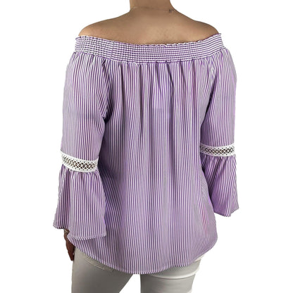 Streifenbluse mit Carmen-Ausschnitt. Mode von Seidel. Seidel Moden Onlineshop