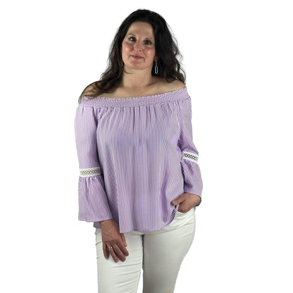 Streifenbluse mit Carmen-Ausschnitt. Mode von Seidel. Seidel Moden Onlineshop